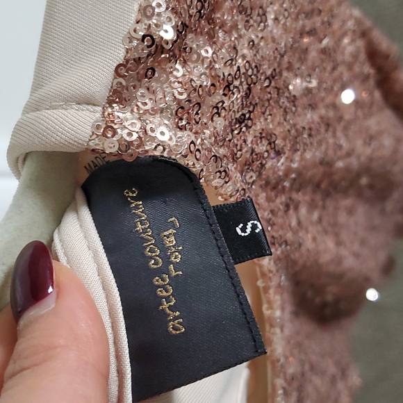 Rose Gold Sequin Peplum top - Picture 3 of 3